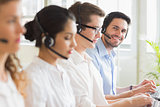 Business people working in call center
