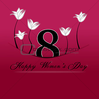 Happy Women's Day on March 8th. 8 march tucked with pocket on a red background.