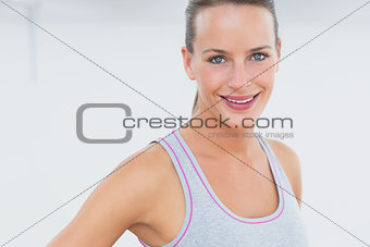 Closeup portrait of fit young woman