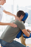 Therapist massaging in hospital