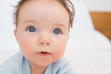 Closeup of cute baby with blue eyes