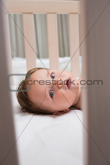 Portrait of baby in crib