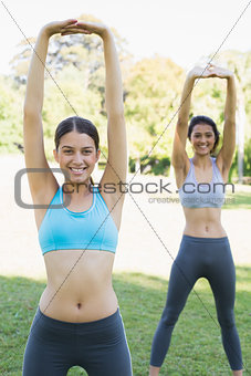 Portrait of sporty women exercising