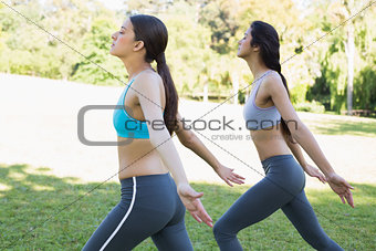 Sporty women exercising in park