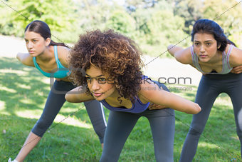 Dedicated women exercising
