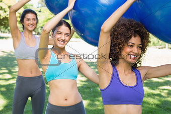 Sporty women exercising