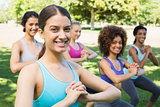 Multiethnic women exercising in park