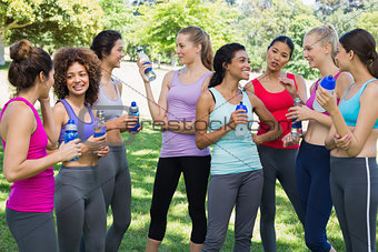 Sporty women communicating at park
