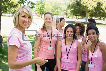 Confident participants at breast cancer campaign