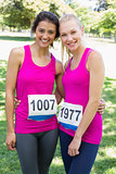 Volunteers participating in breast cancer marathon
