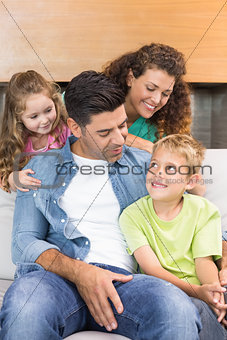 Happy family relaxing together