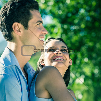 Loving and happy couple at park
