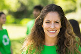Close-up of smiling woman in park