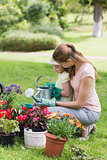 Mother and daughter engaged in gardening