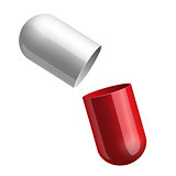 Copyspace medicine capsule pill case opened