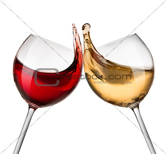 Red and white wine waves