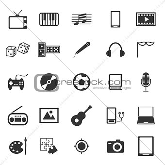 Entertainment icons on white background