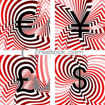 Design currency icons set. Euro, yen, pound, dollar