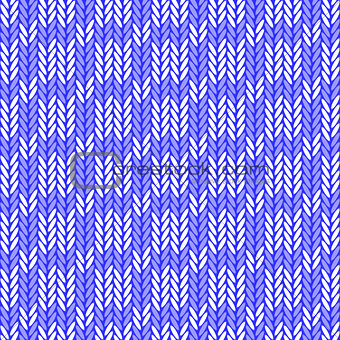Design seamless blue knitted pattern. Thread textured textile ba