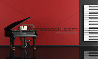 music room with grand piano
