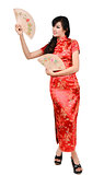 pretty women with Chinese traditional dress Cheongsam and hole C
