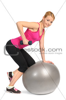 One-Arm Dumbbell Row on Stability Fitness Ball Exercise