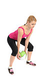 Young lady doing medicine ball workout