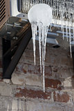 Icicle on icy air conditioner