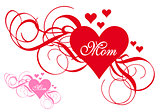 Red heart with swirls, mother's day card