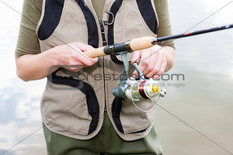 detail of fishing woman