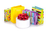 Colored gift bags and box