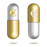 Capsule Pills with Euro Signs.