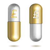 Capsule Pills with Pound Signs.