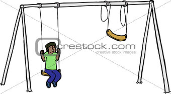 Lonely Child on Swing Set