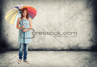 young girl with an umbrella