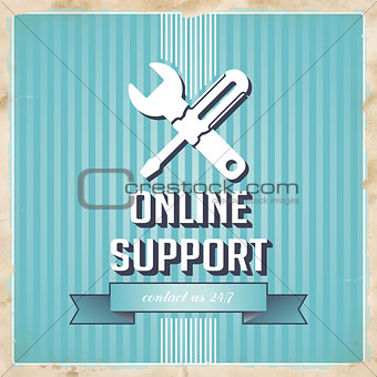 Online Support Concept on Blue in Flat Design.