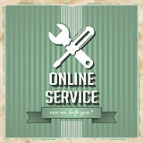Online Service Concept on Green in Flat Design.