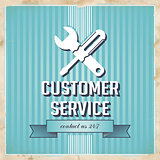 Customer Service Concept on Blue in Flat Design.