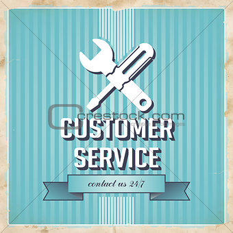 Customer Service Concept on Blue in Flat Design.