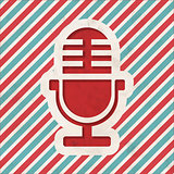 Microphone Icon on Retro Striped Background.