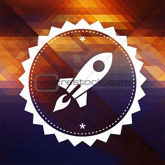 Icon of Go Up Rocket on Triangle Background.