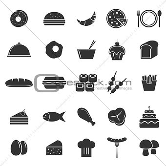 Food icons on white background