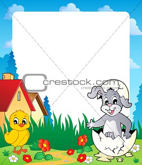 Frame with Easter bunny topic 8