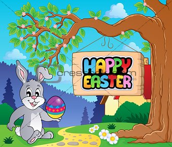 Image with Easter bunny and sign 3