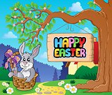 Image with Easter bunny and sign 5