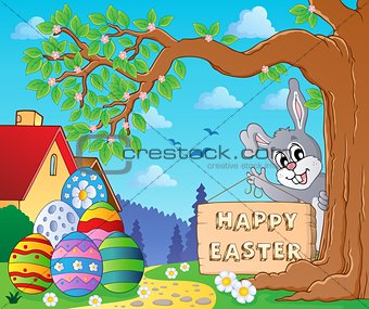 Image with Easter bunny and sign 9