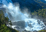 Summer Langfossen waterfall  (Norway).