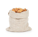 small sack bag full of dried almond nuts
