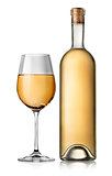 Bottle and white glass wine