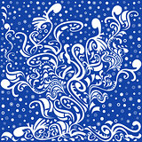 Abstract floral blue and white pattern